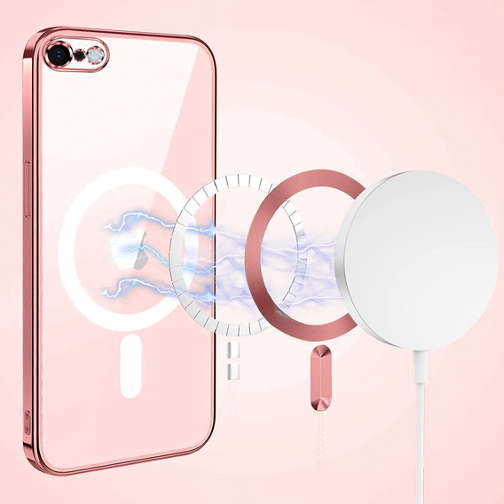 Pouzdro pro iPhone 7 / 8, Electro MagSafe, růžové + sklo na displej