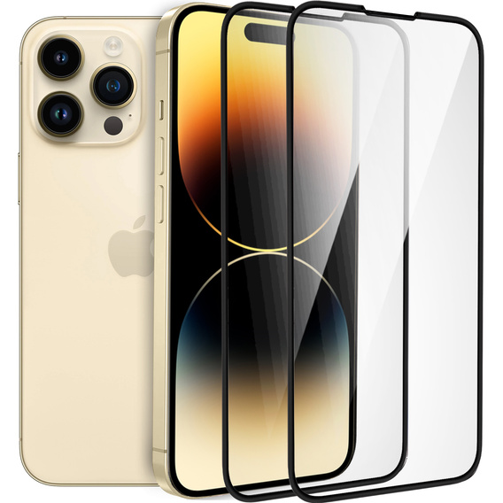 2x tvrzené sklo pro iPhone 14 Pro Max, ERBORD 3D pro celý displej
