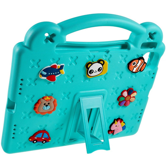 Dětské pouzdro pro Apple iPad Air 11" 6 gen. 2024, Cute Patterns, se stojánkem, zelené