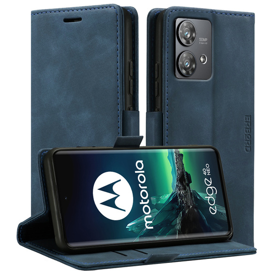 Pouzdro pro Motorola Edge 40 Neo, ERBORD Vintage peněženka s klopou, modré