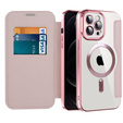 Klopové pouzdro pro iPhone 12 Pro Max, RFID Wallet MagSafe CamShield, růžové