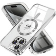 Pouzdro pro iPhone 15 Pro Max, Electro MagSafe, stříbrné + sklo na displej
