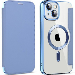Klopové pouzdro pro iPhone 14, RFID Wallet MagSafe CamShield, modré