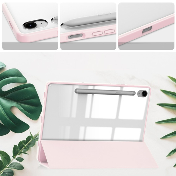 Pouzdro pro Samsung Galaxy Tab S10 Lite / S10 FE / S9 FE, Smartcase Hybrid, se slotem na stylus, růžové