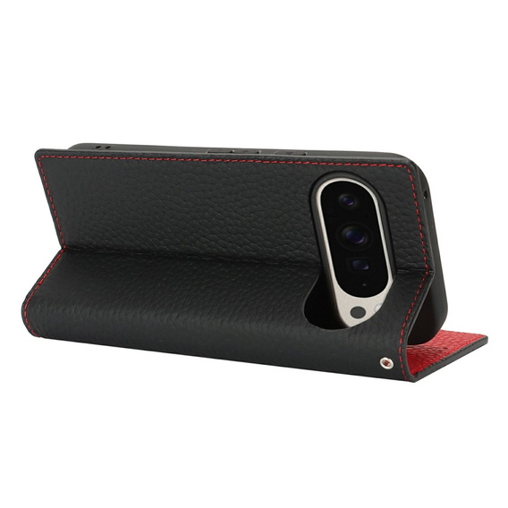 Klopové pouzdro pro Google Pixel 10 Pro XL, kůže Litchi Grain, černé