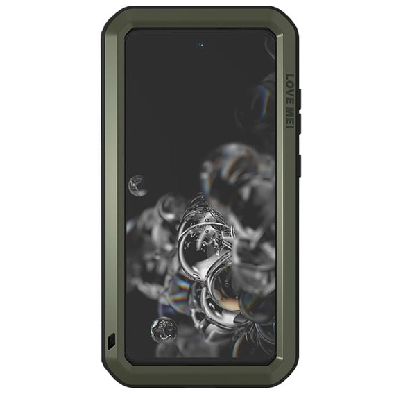 Pouzdro Love Mei pro Samsung Galaxy S21 FE, armored with glass, zelené