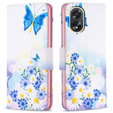 Klopové pouzdro pro Oppo A38 4G / Oppo A18 4G, Wallet, Butterfly & Flowers bílé