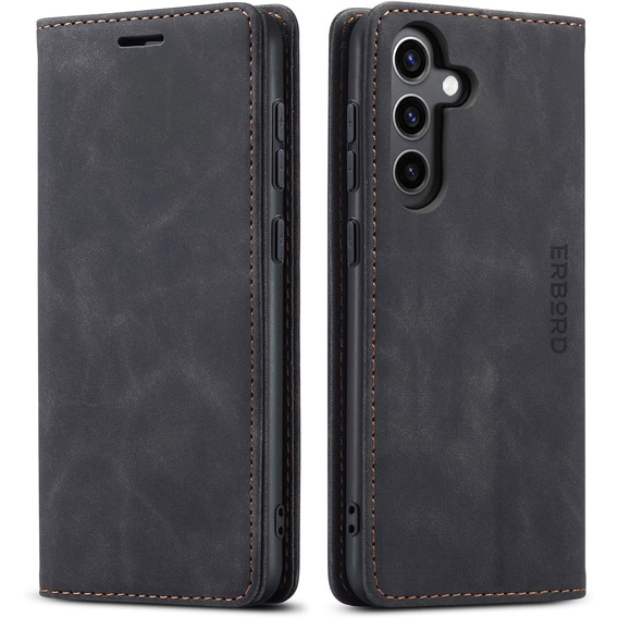 Pouzdro pro Samsung Galaxy A16, ERBORD Vintage peněženka s klopou, černé