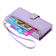 Klopové pouzdro pro Samsung Galaxy S25, Wallet Zipper Pocket, fialové