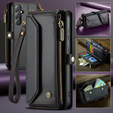Pouzdro CASEME pro Samsung Galaxy S24 FE, RFID Leather Wallet, s popruhem přes rameno, černé