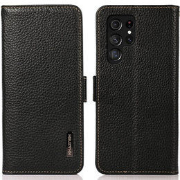 KHAZNEH RFID pouzdro pro Samsung Galaxy S23 Ultra, Litchi Texture, černé