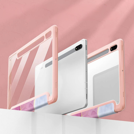 Pouzdro pro Samsung Galaxy Tab S9 FE / S10 FE, Smartcase Hybrid, se slotem na stylus, Marble růžové
