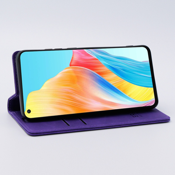 Pouzdro pro Oppo A78 4G, ERBORD Vintage peněženka s klopou, fialové