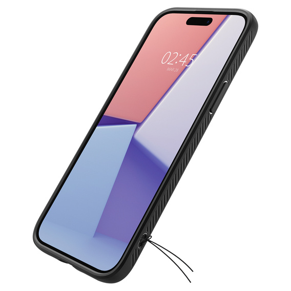 Pouzdro Spigen pro iPhone 15, Liquid Air, černé + 9H tvrzené sklo