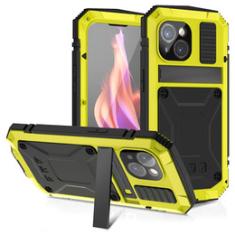 Pouzdro pro iPhone 15 Plus, R-JUST, pancéřované, žluté / černé