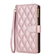 Pouzdro s klopou pro Samsung Galaxy S25 Edge, Rhombus Crossbody Leather, růžové rose gold