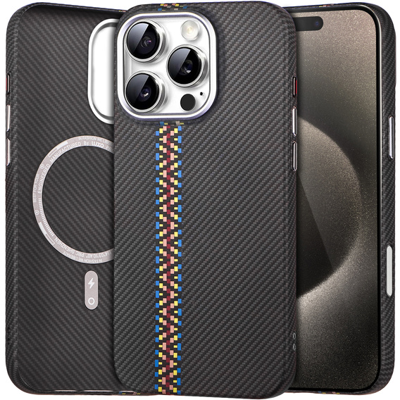 Pouzdro pro iPhone 15 Pro Max, Carbon Fiber MagSafe, černé