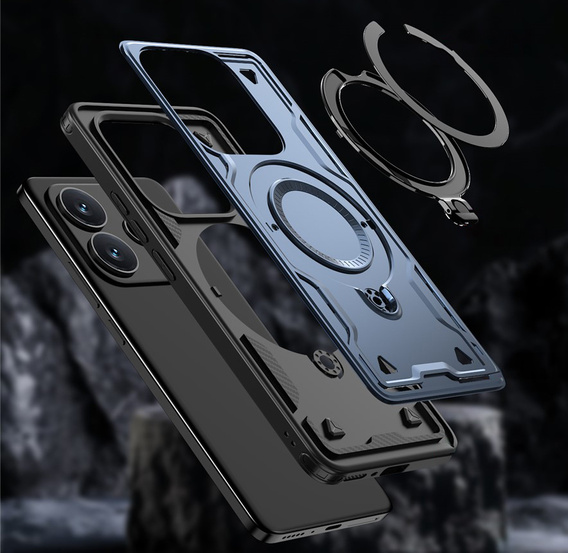 Pouzdro pro Xiaomi Redmi Note 14 5G, Military MagSafe, modré + 9H sklo