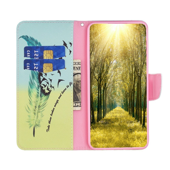 Klopové pouzdro pro Xiaomi Redmi 13C / Poco C65, Wallet, feather, modré