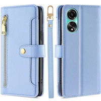 Klopové pouzdro pro Oppo A78 4G, Wallet Zipper Pocket, modré