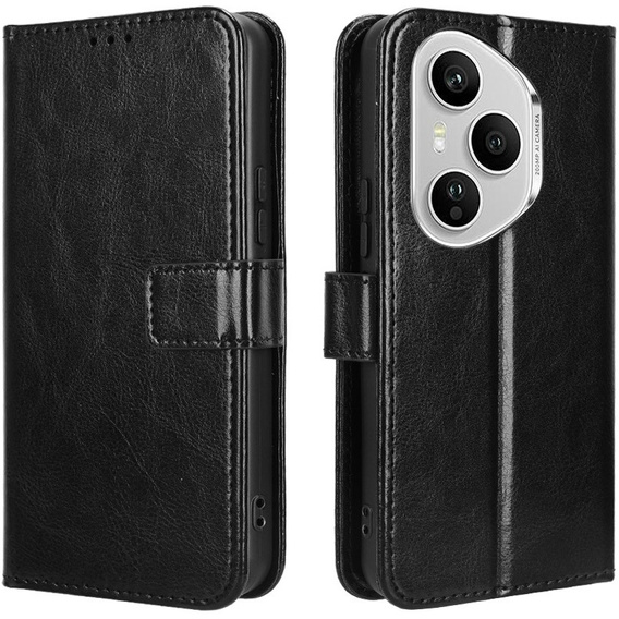 Klopové pouzdro pro Honor 400 Pro 5G, Crazy Horse Wallet, černé