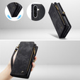 CASEME pouzdro pro Samsung Galaxy A56 5G, Retro Leather Wallet, s páskem, černé