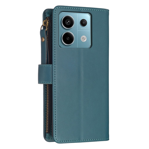 Klopové pouzdro pro Xiaomi Redmi Note 13 Pro 4G / Xiaomi Redmi Note 14S / Xiaomi Poco M6 Pro 4G, Wallet Zipper Pocket, zelené