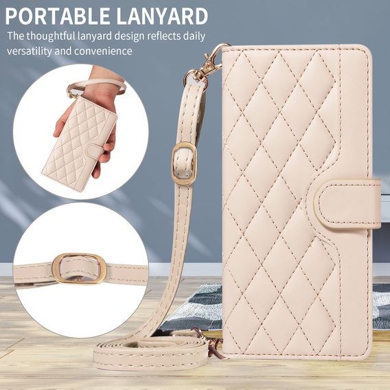 Pouzdro s klopou Rhombus Crossbody Leather pro Motorola Edge 70