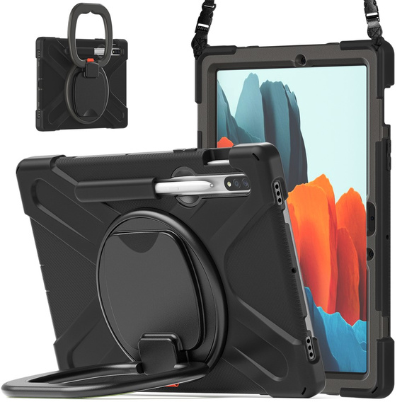 Pouzdro pro Samsung Galaxy Tab S10 Lite / S10 FE / S9 FE / S9 / S8 / Tab S7, pancéřové otočné 360, černé