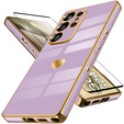 Pouzdro pro Samsung Galaxy S24 Ultra, Electro heart, fialové + Full Glue Ceramic Glass