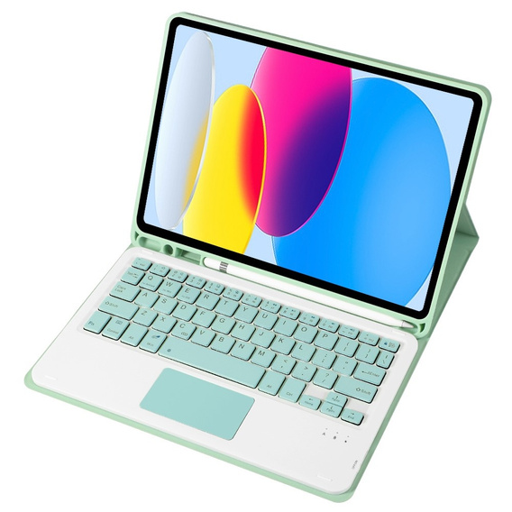 Pouzdro + klávesnice iPad 10.9 2022 10 Gen, TouchPad Pen Slot, světle zelené