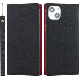Klopové pouzdro pro iPhone 15, Litchi Skin Grain, černé