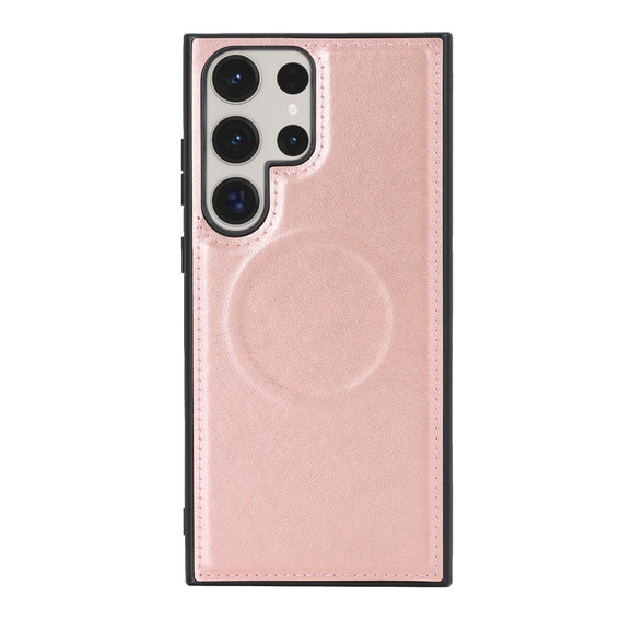 Klopové pouzdro pro Samsung Galaxy S23 Ultra, peněženka, pro MagSafe, růžové rose gold