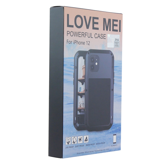 Pouzdro Love Mei pro iPhone 12, armored with glass, šedé