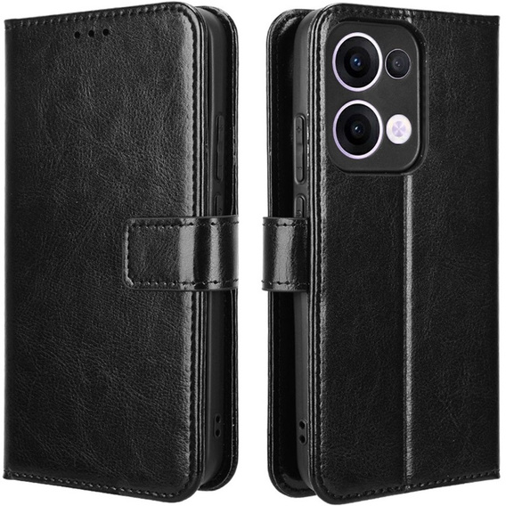 Klopové pouzdro pro Oppo Reno 13, Crazy Horse Wallet, černé