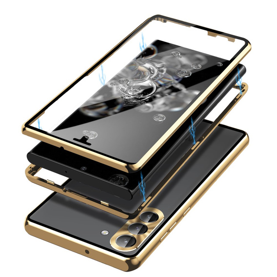 Pouzdro pro Samsung Galaxy S23, Magnetic Dual Glass, zlaté
