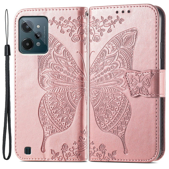 Klopové pouzdro pro Realme C31, Butterfly, růžové