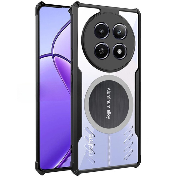 Pouzdro pro Realme 12, s magnetickou fólií, transparentní / černé