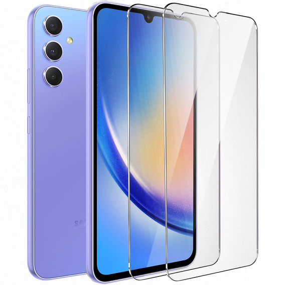 2x tvrzené sklo pro Samsung Galaxy A34 5G, ERBORD 9H Hard Glass na displeji