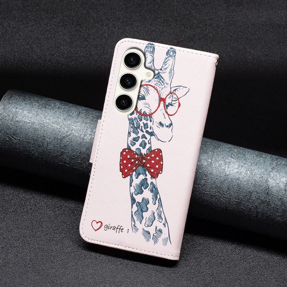 Klopové pouzdro pro Samsung Galaxy S23 FE, Wallet, Giraffe růžové