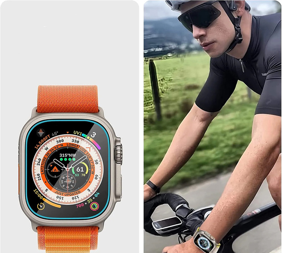2x Tvrzené sklo s montážním rámečkem ERBORD pro Apple Watch Ultra 1/2/3 49 mm