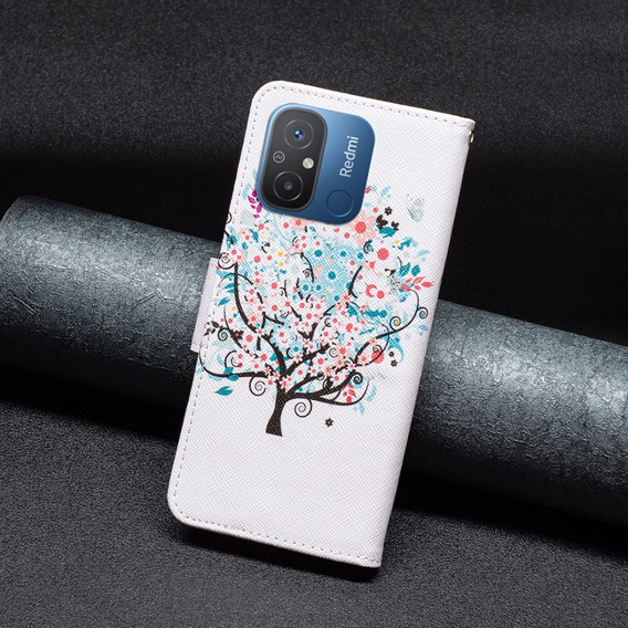 Klopové pouzdro pro Xiaomi Redmi 12C, Wallet, colorful tree, bílé
