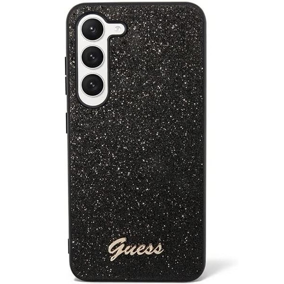 Pouzdro GUESS pro Galaxy S24, Glitter Script Hardcase, černé