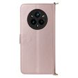 Flipové pouzdro pro Realme 14 Pro+ 5G, Crossbody Leather Wallet, růžové rose gold