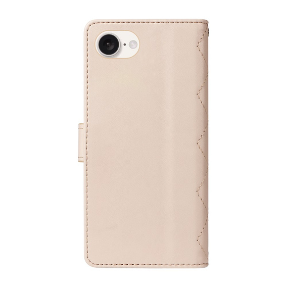 Pouzdro s klopou pro iPhone 16E, Rhombus Crossbody Leather, béžové