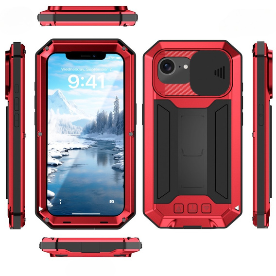 Pancéřové pouzdro pro iPhone 16E, R-JUST, červené