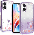 Pouzdro pro Oppo A18 4G / A38 4G, Glitter Flower, fialové