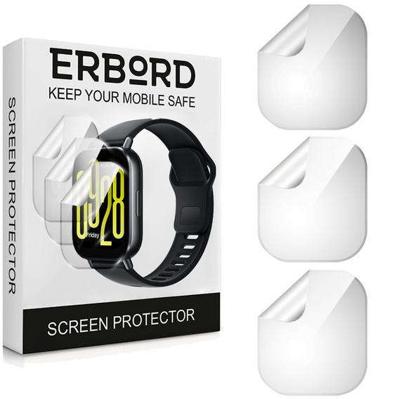 3x ERBORD Hydrogelová fólie pro Xiaomi Redmi Watch 5 Active