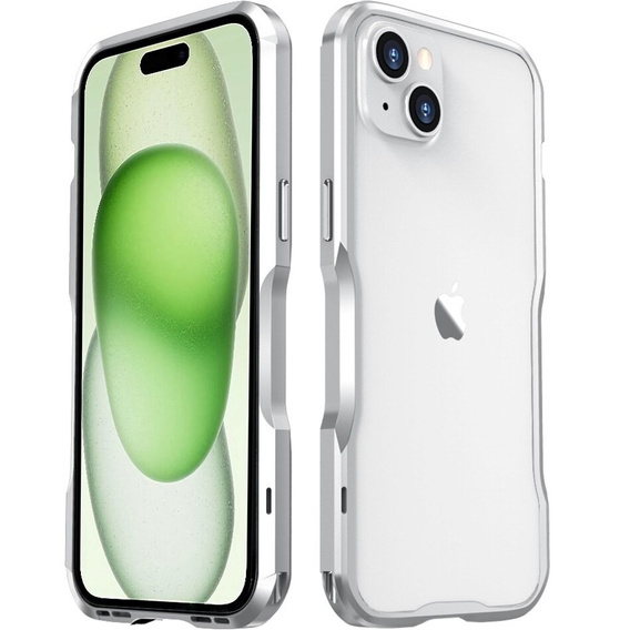 Pouzdro LUPHIE pro iPhone 15, Armor Bumper, stříbrné