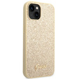 Pouzdro GUESS pro iPhone 14 Plus, Glitter Script Hardcase, zlaté